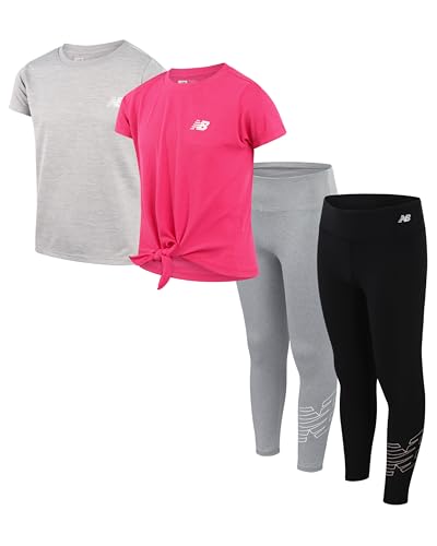 Recopilación de Conjuntos deportivos para Niña , listamos los 10 mejores. 47 New Balance Girls' Legging Set - 4 Piece Short Sleeve T-Shirt and Leggings Set (7-16), Size 7-8, PinkDark BlackLight Grey