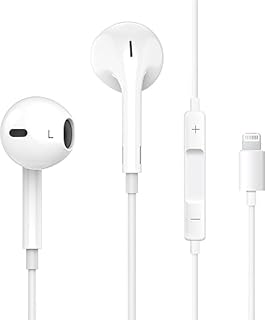 Wired Lightning Earphones - Direct Plug - Noise Reduction - Built-in Mic - Volume Control - Sweat and Water Drops - Compatible with iPhone 14/13/12/11/XR/XS/X/8/7/6/SPro Max