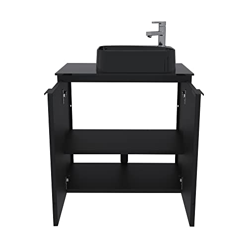 Cozimax Vanity Umbu 24", Floating Bathroom Steel Vanity And Cultured Marble Sink #TOP4