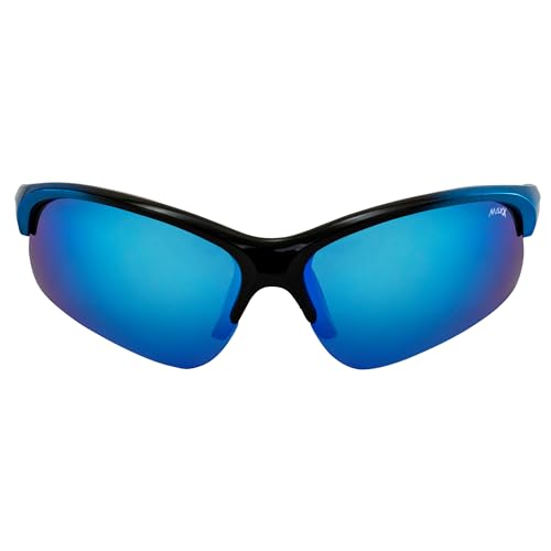 MAXX Domain Sport Golf Sunglasses Black w/Blue Frames Blue Mirror Lens & HD Amber Lens2