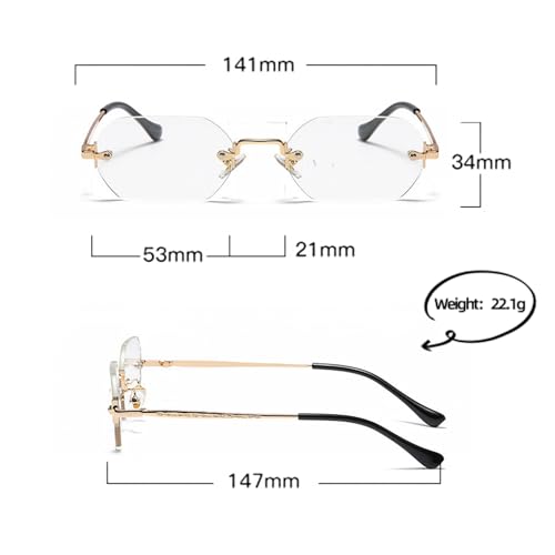Retro Rimless Sunglasses for Women Men Rectangle Sunglasses4