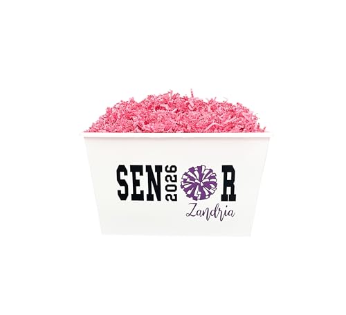 Personalized Sports Sport Graduation Gift Basket - Cheer Senior Cheerleader 2026 - Name Team Gift - High School College - Pom Decoration Bin