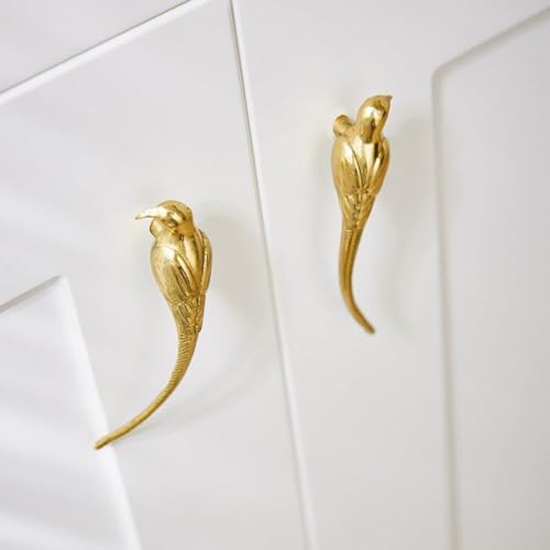 Boutons d'armoire oiseau doré en laiton chic pour commode raffinée - 3