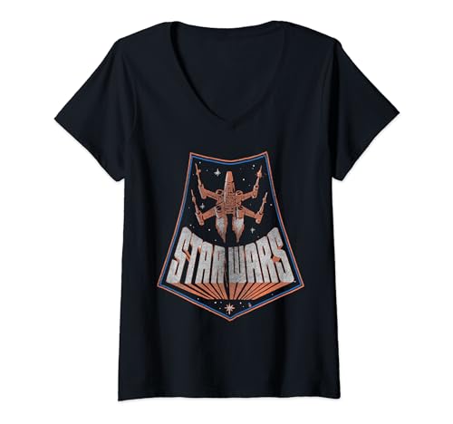 T-shirt Star Wars femme col V style rétro et chic X-Wing