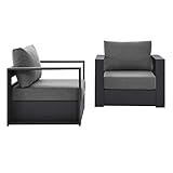 Modway Tahoe Fabric & Aluminum Outdoor Armchair in Charcoal/Gray (Set of 2)