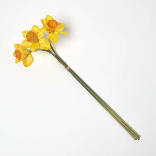 HOMESCAPES Set of 3 Artificial Yellow Daffodils, Realistic F