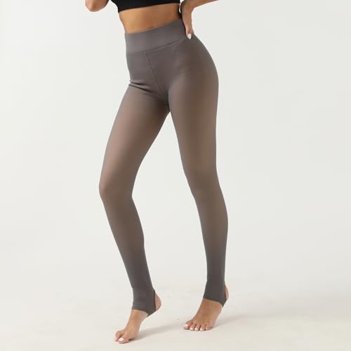 Image of Pnadty Women's High Waisted Velvet Warm Elastic Tights Winter Fleece Lined Thick Leggings Pants