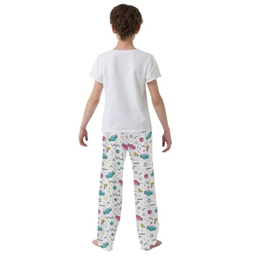 ZZXXB Candy Print Boys Long Pants Soft Trousers Elastic Waist Kids Lounge Bottoms with Pockets S-XL3