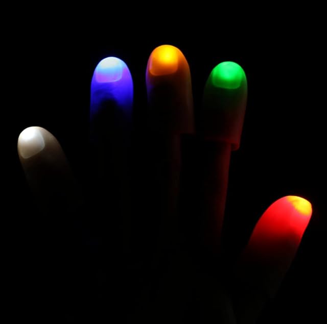 Foto 5 de 8 de HULA Dedo Mágico LED, 5 Pares Magic Finger Light Up Thumb Tips Lámpara de Dedo LED Thumbs Light (Verde)