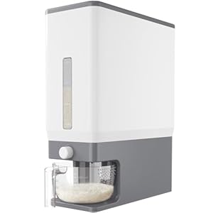 Lifewit Rice Dispenser 25 Lbs(11.3kg), Rice Storage Container Sealed Moisture Proof with Measuring Cup for Kitchen Pantry Household, BPA-Free, 1 Pack Grey
