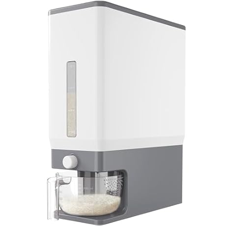 Lifewit Rice Dispenser 25 Lbs(11.3kg), Rice Storage Container Sealed Moisture Proof with Measuring Cup for Kitchen Pantry Household, BPA-Free, 1 Pack Grey