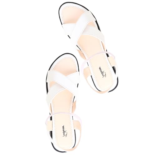 Image of Todhwear Women's Cross-Strap Block Heel Sandals, Gold, Chunky High Heel with Ankle Elastic Strap, Open Toe Wedges