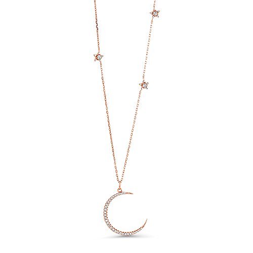 Gem Stone King 925 Sterling Silver Half Moon and Stars