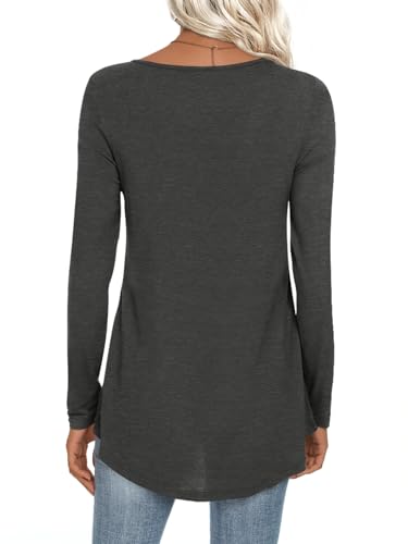 CATHY Womens Long Sleeve Casual Tunic Tops Fall Fashion 2026 Loose Fit Dressy to Wear with Leggings Winter Elastic Shirts, 3XL,Dark Gray — view 4
