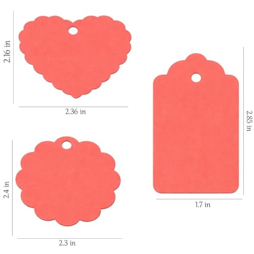 Image of CVANU Premium Gift Tags (60 Pcs) - 3 Designs Blank Hanging Tags with Pre-Punched Holes & Golden String for DIY Crafts| Gift Wrapping| Small Business & Labelling (Dark Orange)