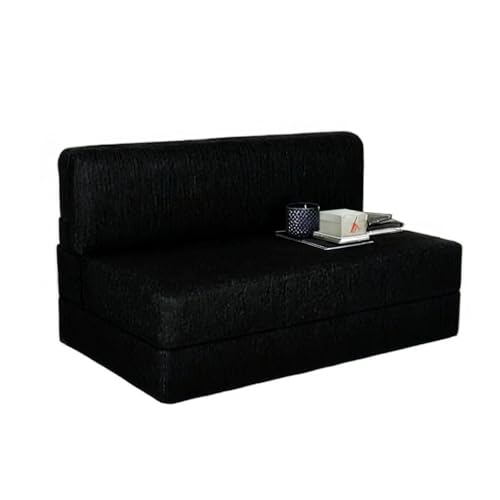 Image of PUM PUM 2-Seater Sofa Cum Bed | EPE Foam Foldable Couch with Velvet Fabric & Washable Cover | Convertible Sofa Bed for Home, Living Room & Office Guests | 3 x 6 Ft (Black)