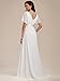 Ever-Pretty Women's Classic Chiffon Short Sleeve Pleated V-Neck Floor Length Bridesmaid Dresses White US14