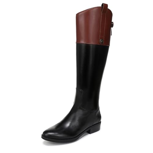 Sam Edelman Women's Penny Classic Equestrian Boot, Black/Stable Brown Wide Calf, 8 by Sam Edelman - Used condition - CA$81.25