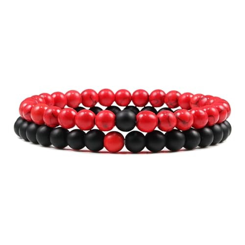 Bracelets relationnels pour les couples en pierres naturelles bleues et noires de 17 cm