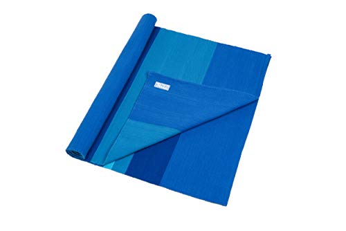 Blue Dove Yoga Mysore Esterilla de Yoga de algodón orgánico Tejida a Mano, Unisex Adulto, Aqua Stripe, 180 x 70 cm