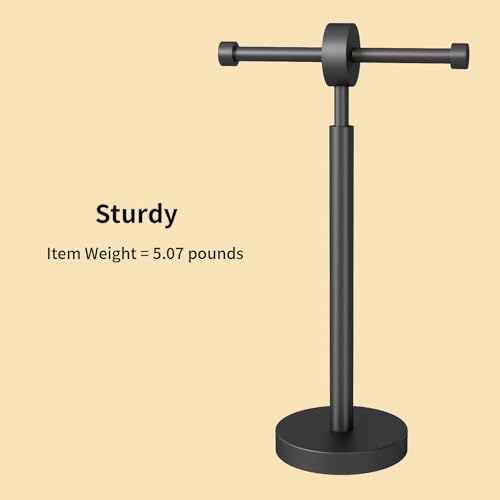 YUMORE Toilet Paper Holder Stand, Floor Freestanding Double Roll Black Tissue Paper Stand for Modern Bathroom, Weighted Round Base Stainless Steel Toilet Roll Holder,Extra Capacity — view 5