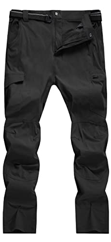 Wenronsta Men's Hiking Work Cargo Pants Quick-Dry Lightweight Waterproof 6 Pockets Outdoor Mountain Fishing Camping Pants Black M #TOP1
