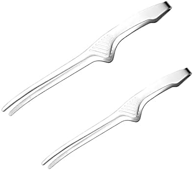 Cooking Tongs BBQ Food Barbecue Clips Stainless Steel Grill Cooking Chief Tong Kitchen Bread Baking Outdoor Tongs(02rounds)