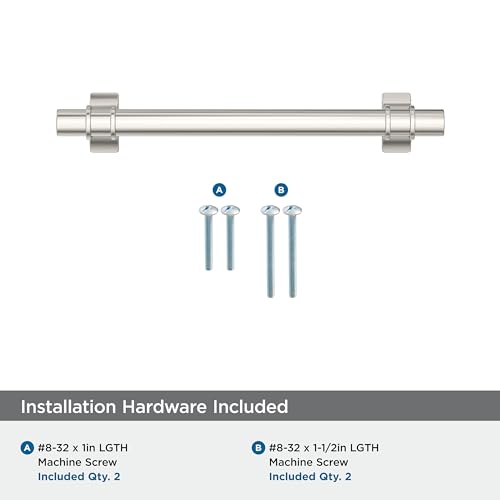 Image of Amerock BP36606PN | Davenport 5-1 /16 inch (128mm) Center-to-Center Polished Nickel Cabinet Pull | Kitchen Cabinet Hardware | Furniture Hardware | Drawer Handle