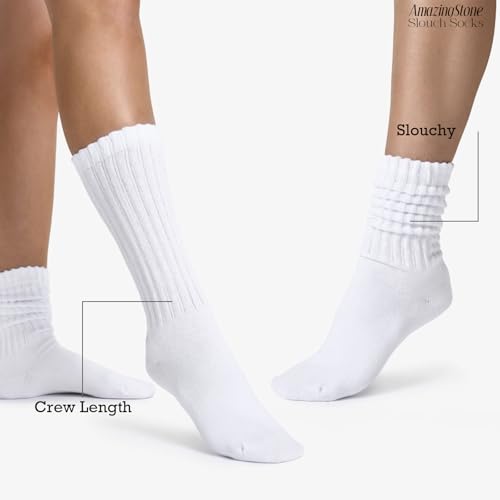 Scrunch Slouchy Crew Socks For Women Cotton Cushioned Athletic Mid Calf Rib Tube 80s Retro Socks Multipairs2