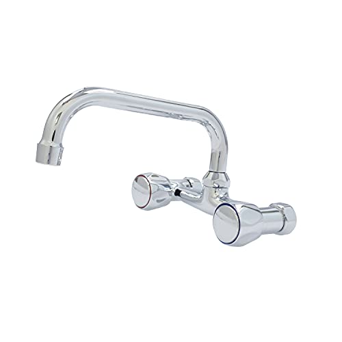 Fontastock URBEL FSKFGC003 Kitchen Sink Faucet, 2 Sockets Horizontal Spout with Trims, 360 Degree Swivel, Zinc and Brass