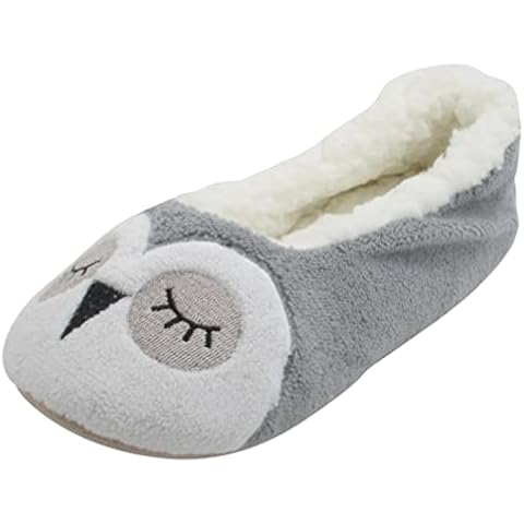 Atania Grey Owl Plush Ballet Slippers Cover
