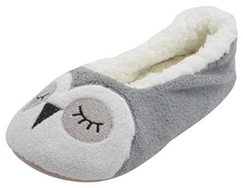 Atania Chaussons de danse en peluche avec motif animal, Chouette grise., 37/38 EU Cover