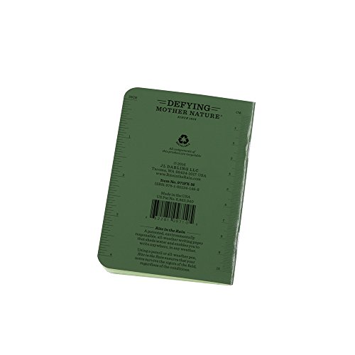 Rite in the Rain Weatherproof Mini Stapled Notebook, 3.25" x 4.625", Green Cover, Universal Pattern, 3 Pack (No. 971FX-M)