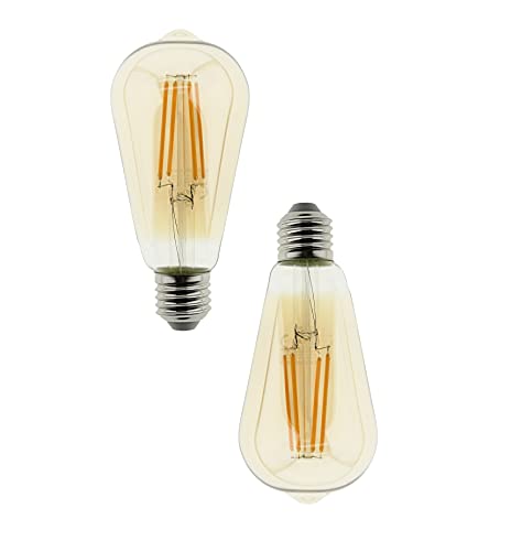 BLAUPUNKT E27 Amber Filament LED Bulb, ST64 Teardrop, 8W (60W Equiv), 806 Lumens, 2300K Extra Warm Gold Light