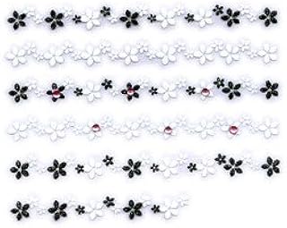 Black & White Floral w/Rhinestone Strip Nail Stickers/Decals
