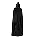 American Trends Unisex Hooded Robe Cloak Adults’ Velvet Lightweight Overcoat Cloak for Halloween Cosplay Costumes Black Medium