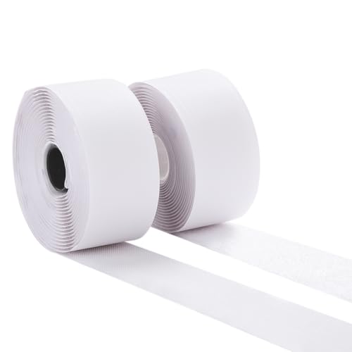 2 Inch Wide Hook and Loop Tape Excellent Grip Strong Adhesive Back Nylon Self-Adhesive Fastener Strips for Fixing and Hanging Home School and Office Use (White 15 Feet)