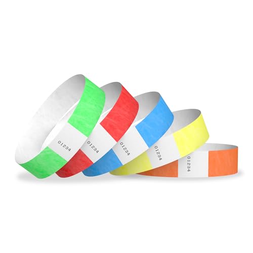 Image of 500 WristCo Tyvek Wristbands for Events - 500 Count, 5-Color Variety Pack - Tamper-Proof Design Prevents Reuse - Premium-Grade Bracelets for Hospital & Medical ID, Party, VIP Identification
