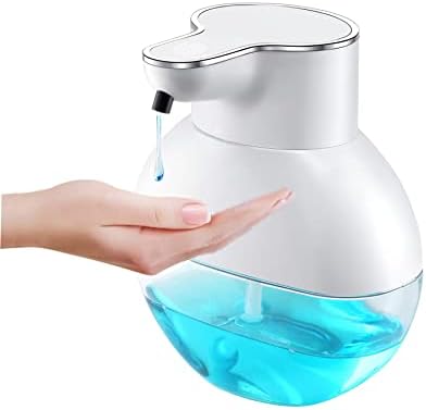 Pikpoa 14oz Automatic Liquid Soap Dispenser Wall-Mounted/Table Touchless Hand Sanitizer Dispenser Electric 2 Adjustable Levels IPX5 Waterproof Perfect for Commercial or Household Use(White) …