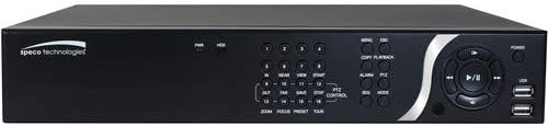 SPECO Technologies | N16NS12TB Network Video Recorder, Full HD, Plug and Play, 16-Channel IP Video Input, 5 MP/1080p/720p Resolution, H.264, 40 Mbps Throughput, 12 Volt AC, 5 Ampere, 12 TB
