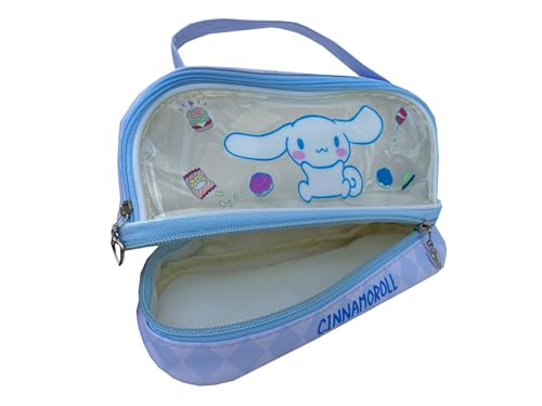 Image of Jade Dog Cartoon Storage Pen Bag - Large Capacity Transparent Double Layer Portable Stationery Case - Blue Pencil Case for Girls & Boys Multifunctional Soft Pouch for School Kids