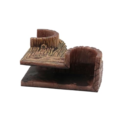 Knowlife Aquarium Underground Cave - Two Hole Underground Tunnel Cave,Wood Grain Aquatic Shelter for Corner Tanks Terrarium Freshwater Saltwater Home School Bedroom Living Room