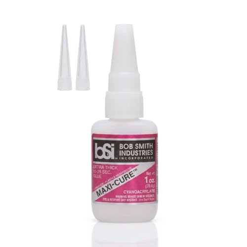 Bob Smith Industries BSI-135H Maxi-Cure Extra Thick CA Super Glue - High Viscosity Cyanoacrylate Adhesive for Plastic Fiberglass Metal - RC Cars Archery Fletching - Clear (1 oz)
