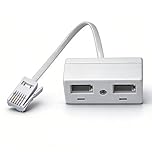 YSFSootie Telephone Splitters，2 Way Sockets Splitter，UK Telephone Adapter RJ11 One Male Plug To 2 Female Extender，White Double Phone Socket Adapter for UK Landline(White, 120mm)