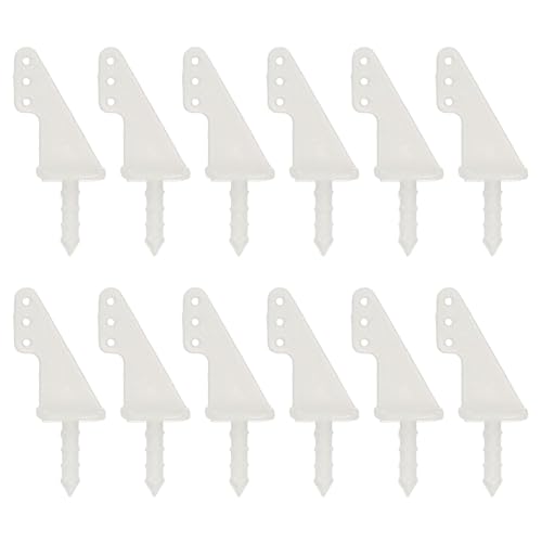 MECCANIXITY 12Pcs Nylon Control Horns, 3 Hole Adjustment Needle Control Horn Rudder Angle for RC Airplane KT DIY Model Plane Parts Accessories, White