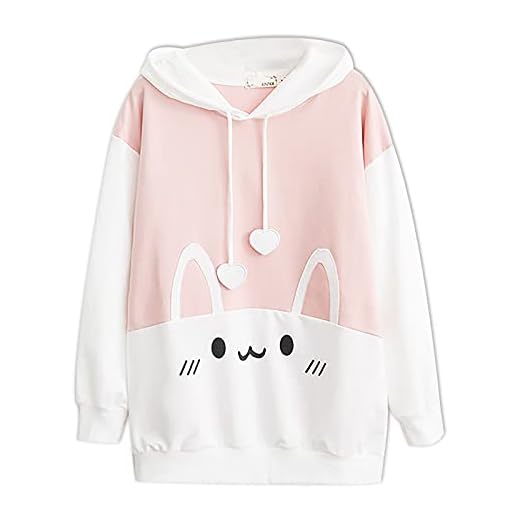 Kawaii flickor tröja Japansk skolstil långärmad hoodie tecknad kanin tryckt tröjor