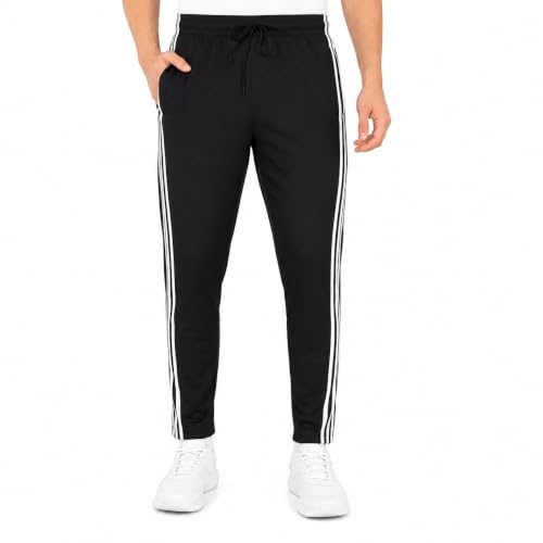Image of Men's Black Track Pants with White Side Stripes