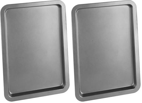 Image of Chef Aid Non-Stick Carbon Steel Baking Tray, Durable Non Stick Coating, Fridge and Freezer Safe, Perfect for Baked Goods and Roasting, 37 cm x 25 cm, Robust Essential Oven pan, Grey (Pack of 2)