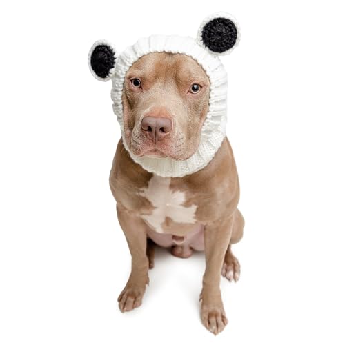 Zoo Snoods Panda Costume - Warm Knit Dog Snood Wrap for Pets, Neck Ear Cover Protection, Halloween Winter (Large)