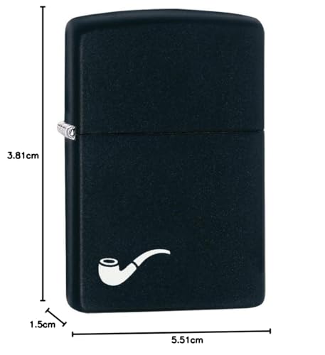 Zippo Zapalniczka Sztormowa, Motyw Fajki, Czerń Matowa, z Możliwością Napełniania, Wielokrotnego Użytku, Płomień Odporny na Wiatr, w Pudełku Prezentowym, Made in USA